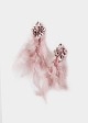 Earrings with crystals and feathers