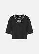 Crop top with a pearl-adorned bow detail