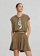 Hooded cropped blouse with scarf