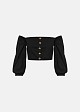 Cropped long-sleeve poplin top