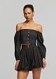 Cropped long-sleeve poplin top