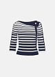 Knitted striped top with sailor collar