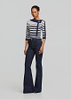 Knitted striped top with sailor collar