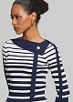 Knitted striped top with sailor collar