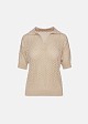 Knitted top with sleeves and a collar