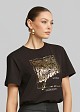 Blouse with metallic logo print