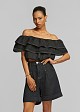 Stretch denim off-shoulder top