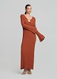 Maxi knitted dress with bell sleeves