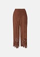 Soft suede-look finish pants and laser-cut accents