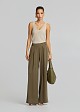 Pleated straight-leg trousers
