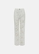 Denim pants in embossed lace
