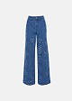 High-waist denim pants in broderie lace