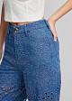 High-waist denim pants in broderie lace