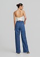 High-waist denim pants in broderie lace