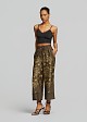 Printed cropped trousers in satin look