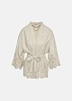 Leather-look cardigan with laser-cut detailing