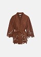 Suede-look cardigan with laser-cut