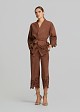 Suede-look cardigan with laser-cut