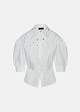 Fitted shirt with 3/4 sleeves and decorative crystals