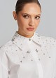 Fitted shirt with 3/4 sleeves and decorative crystals