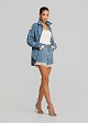 Oversized denim shirt in lace