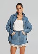 Oversized denim shirt in lace