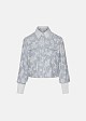 Cropped striped shirt with white collar and cuffs