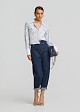 Cropped striped shirt with white collar and cuffs
