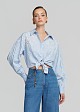 Cropped long-sleeve striped shirt