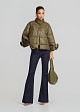 Cape line puffer in floral appliqué details