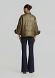 Cape line puffer in floral appliqué details