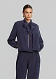 Jacket with neck tie from vegan silk fabric