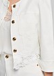 White denim cropped jacket with lace detailing
