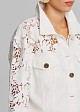Denim jacket in embossed lace