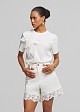White denim shorts in lace