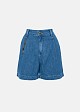 Denim shorts with pleats