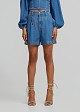 Denim shorts with pleats