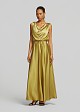 Maxi draped dress in satin look