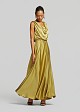 Maxi draped dress in satin look