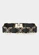 Wide belt with gold-tone elements