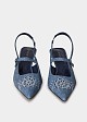 Denim pointed-toe slingback Mary Janes