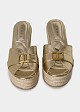 Metallic open-toe raffia mules
