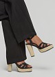 High-heeled sandals with leather-look