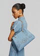 Denim tote bag with broderie detail