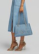 Denim tote bag with broderie detail