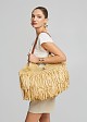 Large raffia bag with fringes