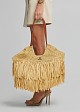 Large raffia bag with fringes