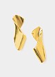 Gold-tone pleated stud earrings