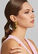 Gold-tone pleated stud earrings