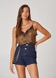 Lingerie top with snake print and lace detail